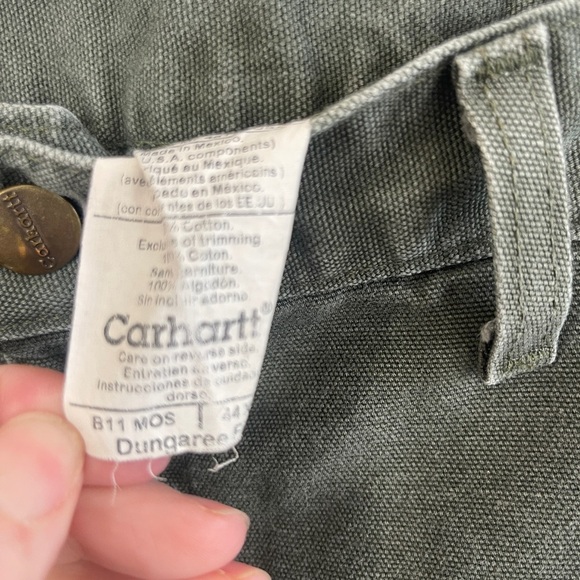 Carhartt Dungaree Canvas Carpenter pants 44x30 Moss Workwear Flaw - Picture 3 of 6
